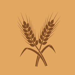 Two wheat stalks are crossing each other in a symmetrical arrangement.