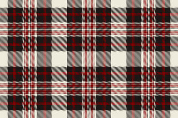 Classic plaid pattern. Red, black, and cream hues create a timeless tartan design. Ideal for textile prints, backgrounds, or festive themes. Versatile and stylish.