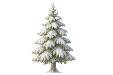 Naklejka premium Winter spruce tree covered in snow on transparent background creating a festive christmas holiday season atmosphere