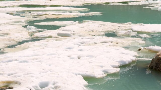 Edith Cavell Lake in Jasper National Park, surrounded by majestic mountains and glaciers