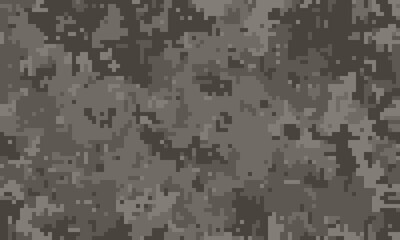 Abstract grayscale pixelated camouflage pattern.  Ideal for backgrounds, textures, or militarythemed designs.