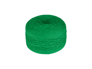 A bright Green yarn ball with a smooth texture, isolated on a white background. Perfect for knitting, crocheting, or craft projects, this lively skein brings warmth and energy to creative handmade