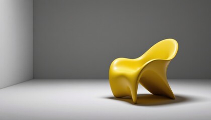 A sleek, contemporary chair in vibrant lemon yellow, its smooth curves and minimalist silhouette exuding a sense of modern triumph, Positioned on the right side of the position