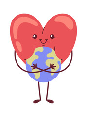 Heart hugging earth planet emoticon