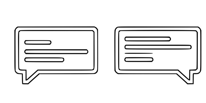 Turing Test Chat Boxes Simple Minimalist Line Art Vector