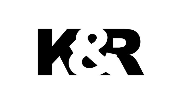 KR logo design in bold style. Black white identity symbol. Modern typography emblem. Corporate branding icon.