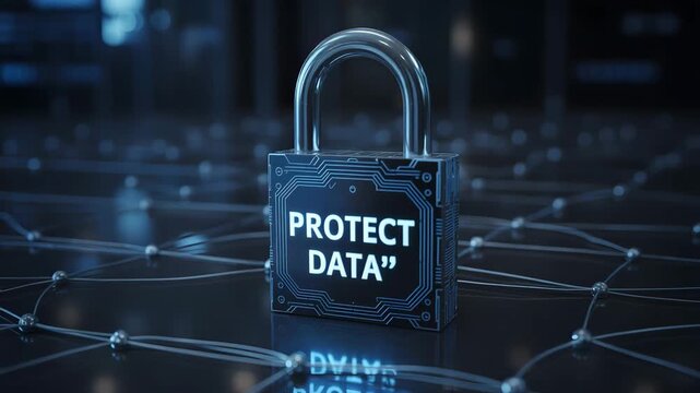 VIdeo of Protect data by lock for the concept of Cybersecurity and digital security.