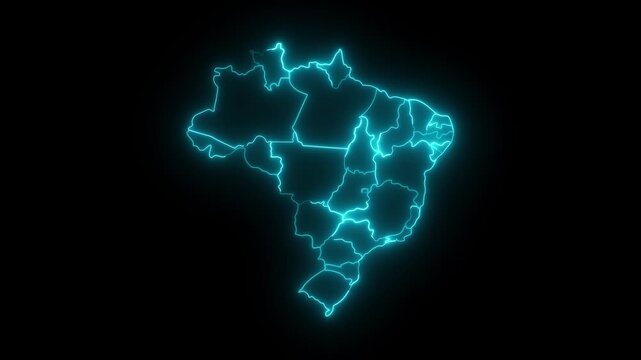 Brazil 3d map with borders Template for your design. brazilian map intro background with states appearing and fading