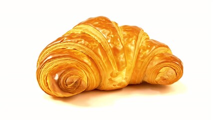 Delicately baked golden croissant pastry shaped like a miniature crescent roll on white background - Powered by Adobe
