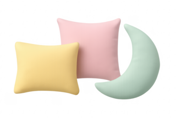 Pastel pillows and crescent moon for nursery decor