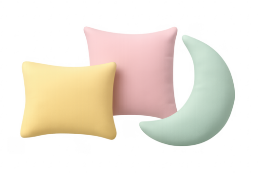 Pastel pillows and crescent moon for nursery decor