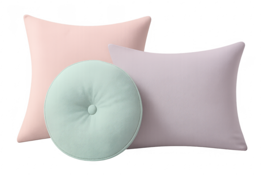 Pastel colored soft cushions adding comfort home decor