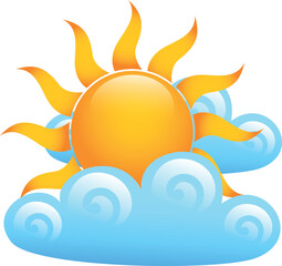 sunny day with clouds, abstract sun, isolated on White background, Weather icon page symbol for your web site design, app, UI. Weather icon Vector illustration