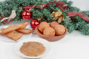 Custard, flakes and fritter. Colombian Christmas gastronomy