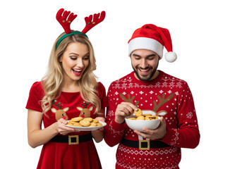 cute couple baking christmas cookies
