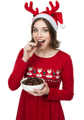 christmas girl with christmas cookies