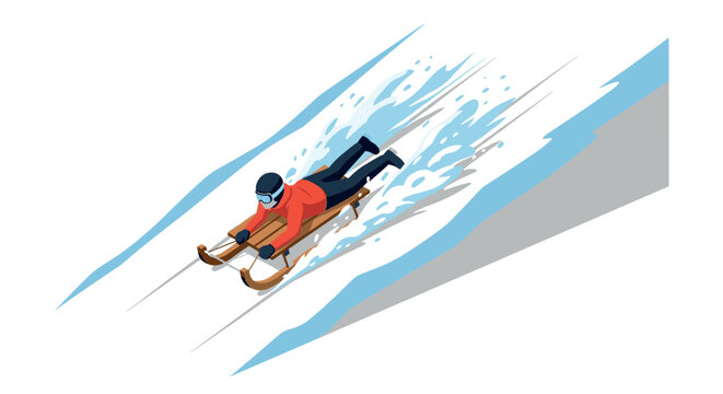 Isometric winter sledding adventure speed and thrills on a downhill ride