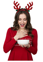 christmas girl with an empty white bowl