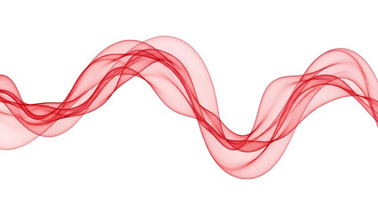 Abstract red flowing wave concept with a smooth, smoky texture on a transparent background illustration