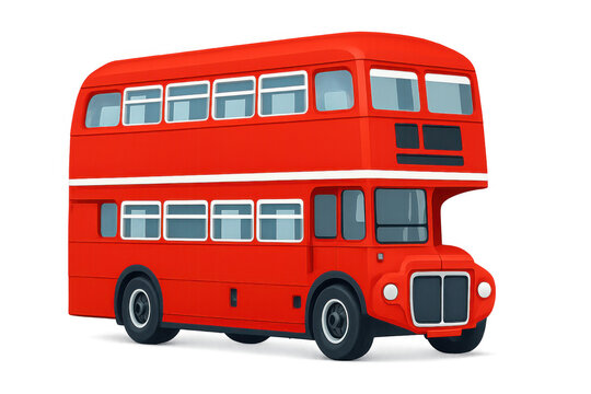 Iconic red london double-decker bus illustration representing uk tourism and public urban transportation with transparent background