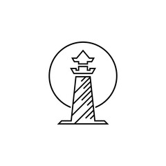 minimalist lighthouse logo design vector with line style
