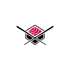 simple sushi and chopstick logo design vector with flat style