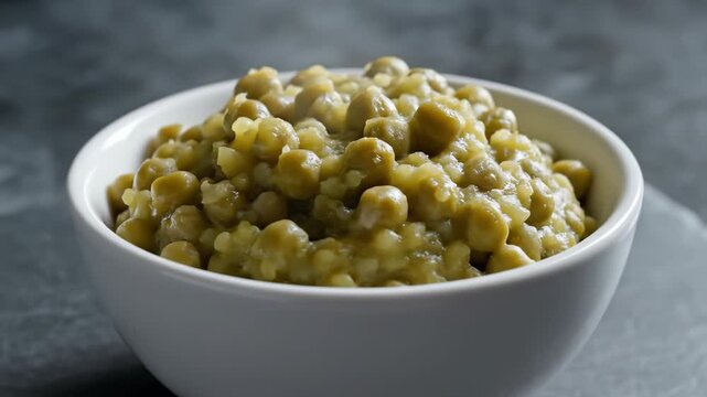 Close-Up Shot of Classic British Mushy Peas in a Bowl