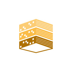 minimalist gold building logo design vector with flat style