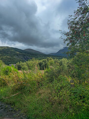 Paysage naturel d’Écosse avec collines verdoyantes sous un ciel bleu nuageux