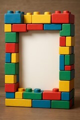 Naklejka premium A 3D Frame Built from Classic Toy Blocks