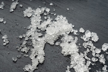 Dead sea salt pile, white crystals for body spa, sodium chloride similar to crushed ice, spa scrub