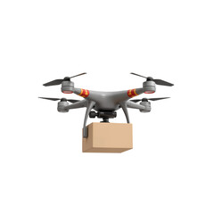 Gray Drone Delivering Cardboard Box