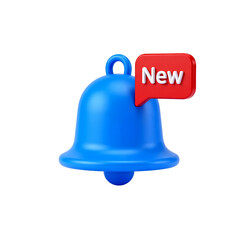Blue Notification Bell with Red New Message Icon