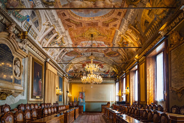 interior of the old city hall of Bologna, Italy