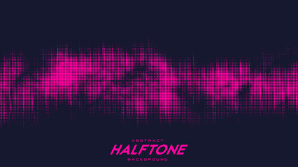 Fototapeta premium Abstract vector torn red halftone sound wave. Scrathed dotted texture element.