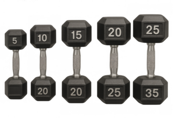 Dumbbell weights set for strength training, fitness, and exercise progression on transparent background