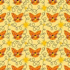 Halloween animals seamless cats pattern for wrapping paper and fabrics and linens and kids clothes print