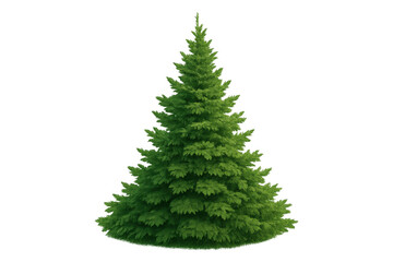 Fir tree displaying green needles with a conical shape, creating a festive holiday symbol on transparent background