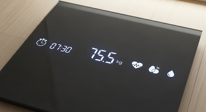 vector digital balance scale with icons of time and health