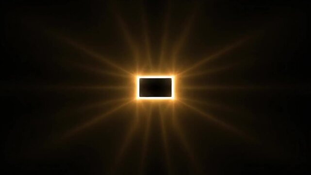 A glowing golden neon frame with bright, flashing corner flares. This seamless loop with a dark background (alpha channel) is a perfect border for awards or intros.