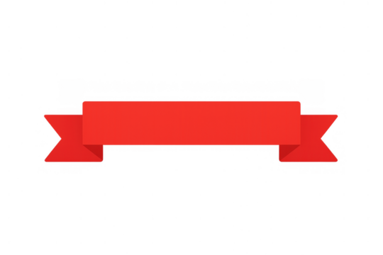 Red ribbon banner with blank space, a decorative element and label with transparent background