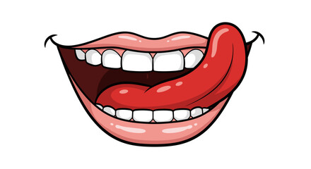 Obraz premium Cheeky Mouth: A close-up view of a mouth sticks its tongue out, exuding playfulness, and conveying a sense of humor and lightheartedness.