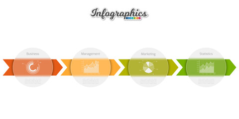 Infographic design template. Progress bar with translucent elements. Vector infographic illustration can be used for chart, diagram, web design, presentation, workflow layout