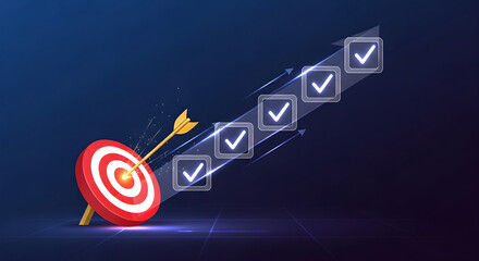 Goal Success Target Achievement 3D Graphic Copy Space