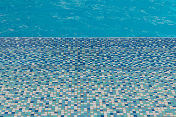 Small Blue and White Square Tiles Around Swimming Pool &ndash; Textured Mosaic Background