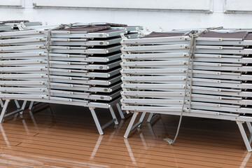 Cruise Ship Deck Chairs Secured Against Approaching Storm