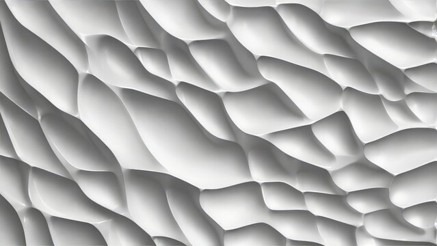 Abstract white 3D texture. Seamless background with glossy, overlapping geometric shapes in a wavy, layered pattern. Modern and minimalist futuristic design.