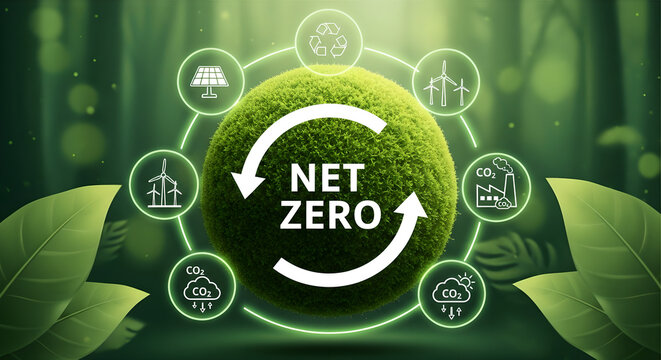 Net Zero Carbon Neutral Green Energy Concept Sustainability Copy Space
