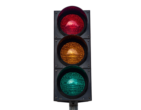 Traffic light isolated on transparent background. 