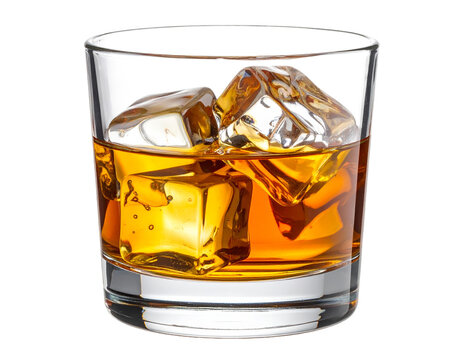 Glass of whiskey isolated on transparent background. 